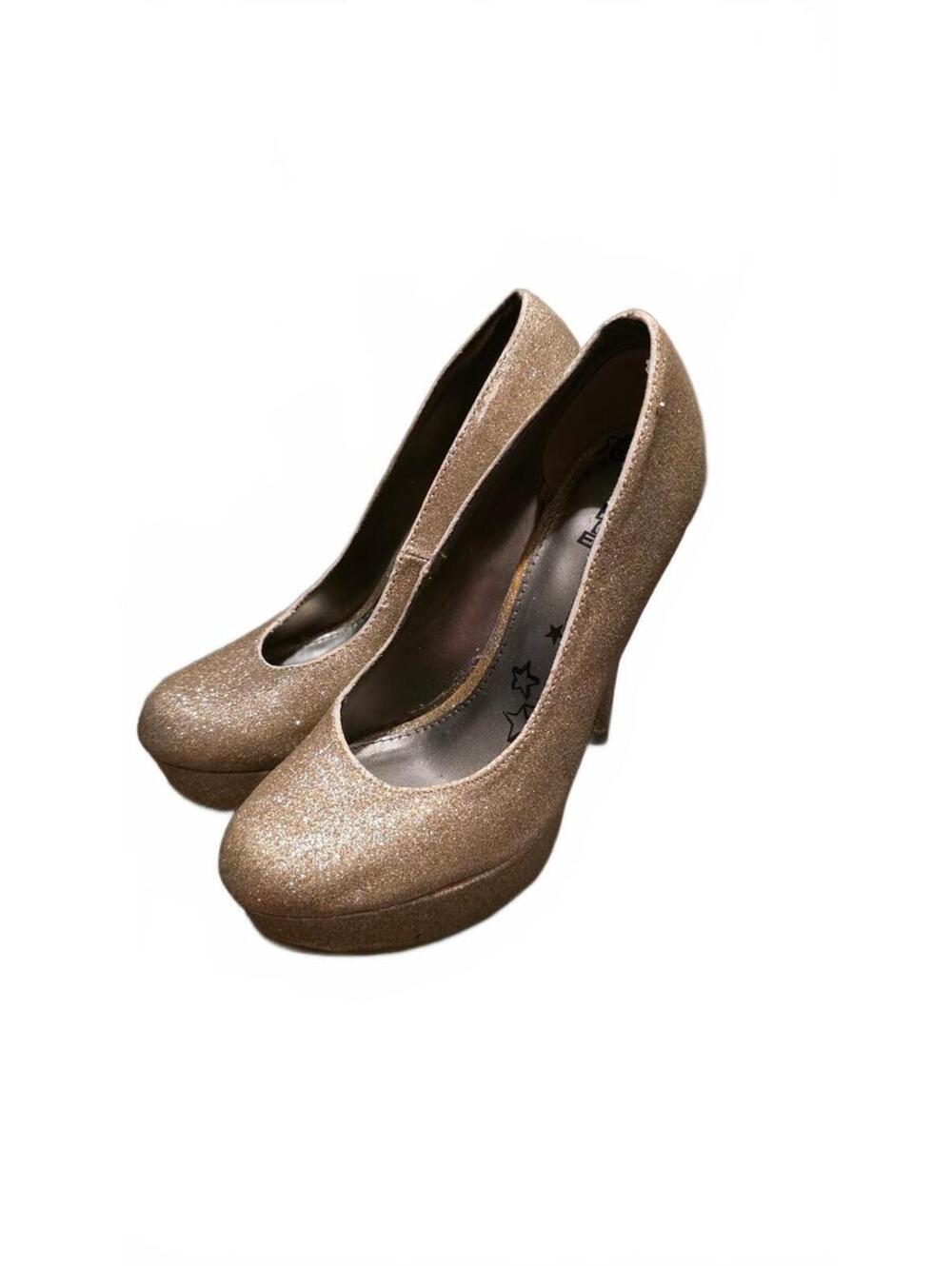 Size 6.5 'Brash' Gold glitter platform high heels